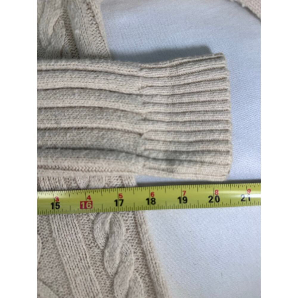 VTG Eddie Bauer Women's sz M Cotton Laine Wool Cream Chunky Knit Cardigan Y2K - Picture 6 of 8